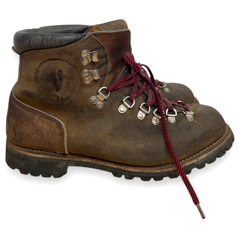 Vintage Vasque Mountaineering Hiking Boots Mens 10.5 D Brown Leather Lace Up